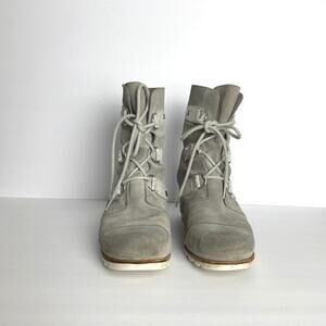 Sorel Wedge Boots Gray Suede Sz 9.5 Women Resort Ski Urban Luxe Winter Boho Cold
